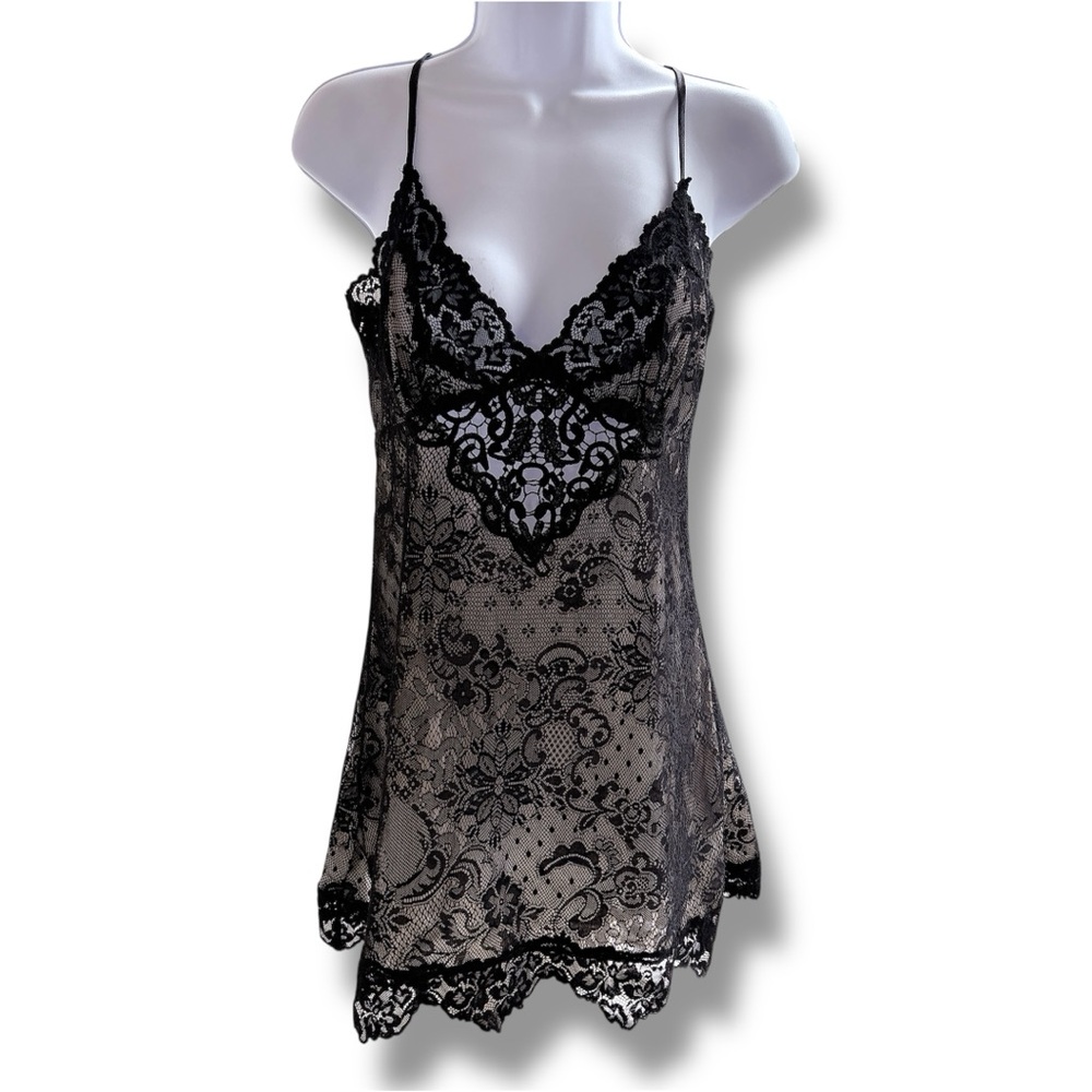 Jonquil by Diane Samandi Vintage Neiman Marcus Black Lace Lingerie Nightgown